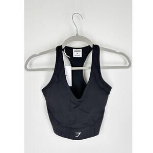 GymShark Crop Mesh Tank Top Womens Size XS Black New B7A4K Athleisure